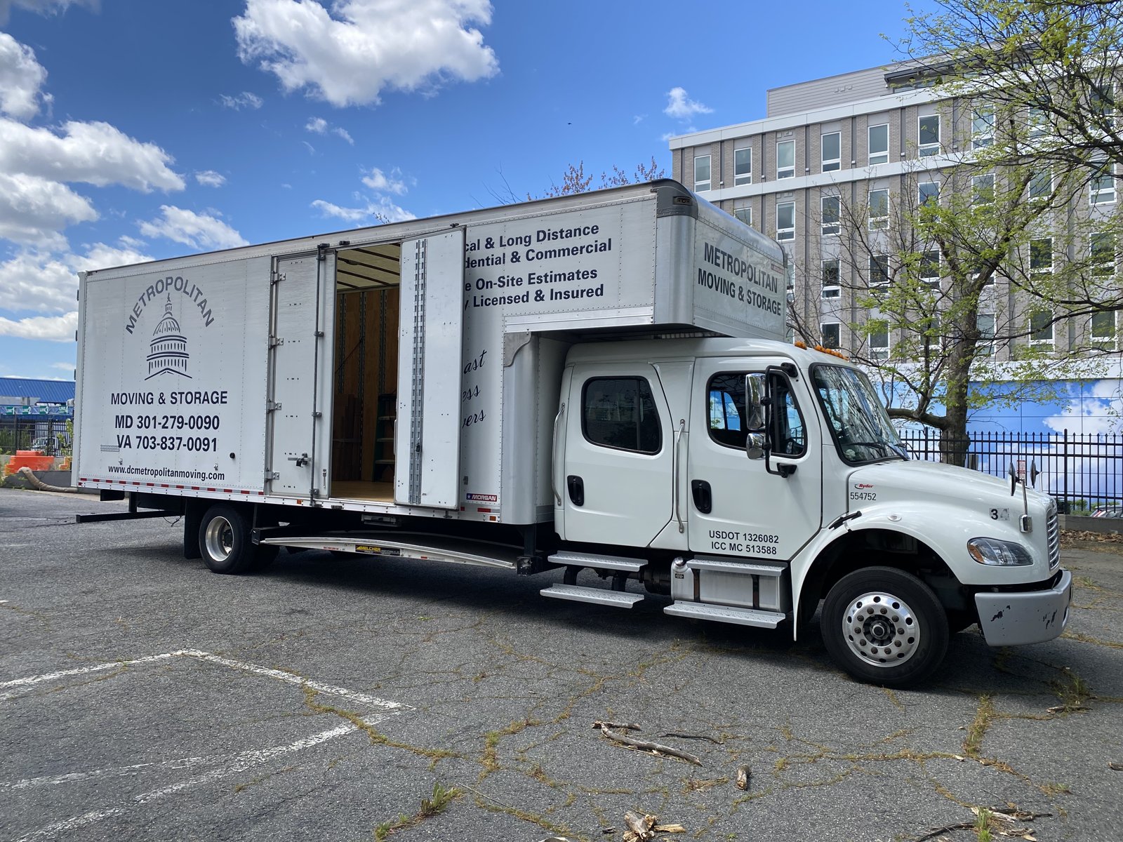 A Metropolitan Moving truck loaded with hotel furniture for OTS Rockville